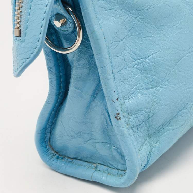 Pre Owned Balenciaga Blue Leather Nano Classic City Tote