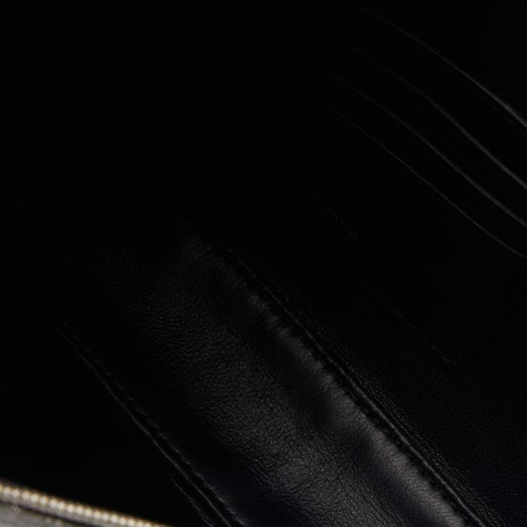 Pre Owned Balenciaga Silver Glitter Triangle Zip Clutch