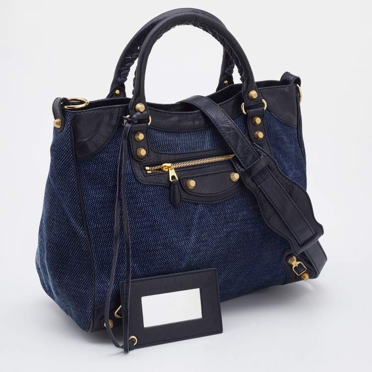 Pre Owned Balenciaga Blue Canvas and Leather RH Velo Bag
