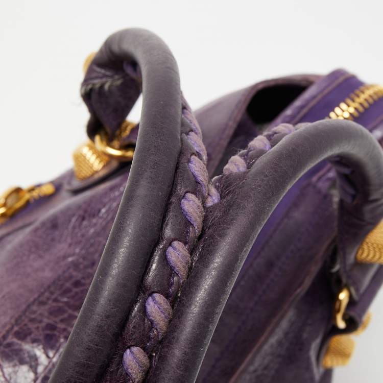 Pre Owned Balenciaga Purple Leather GGH City Bag