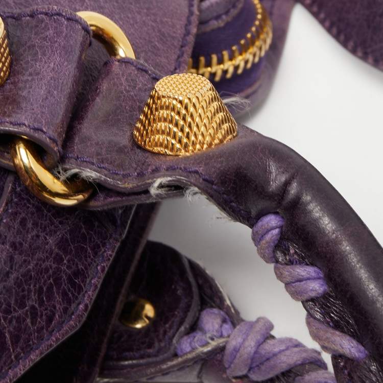 Pre Owned Balenciaga Purple Leather GGH City Bag