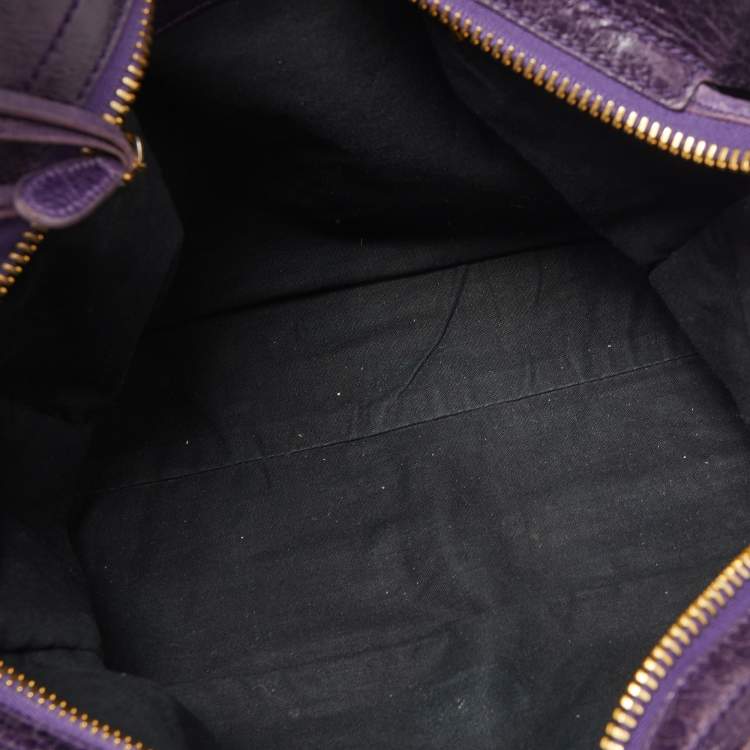 Pre Owned Balenciaga Purple Leather GGH City Bag