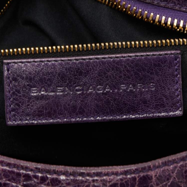 Pre Owned Balenciaga Purple Leather GGH City Bag