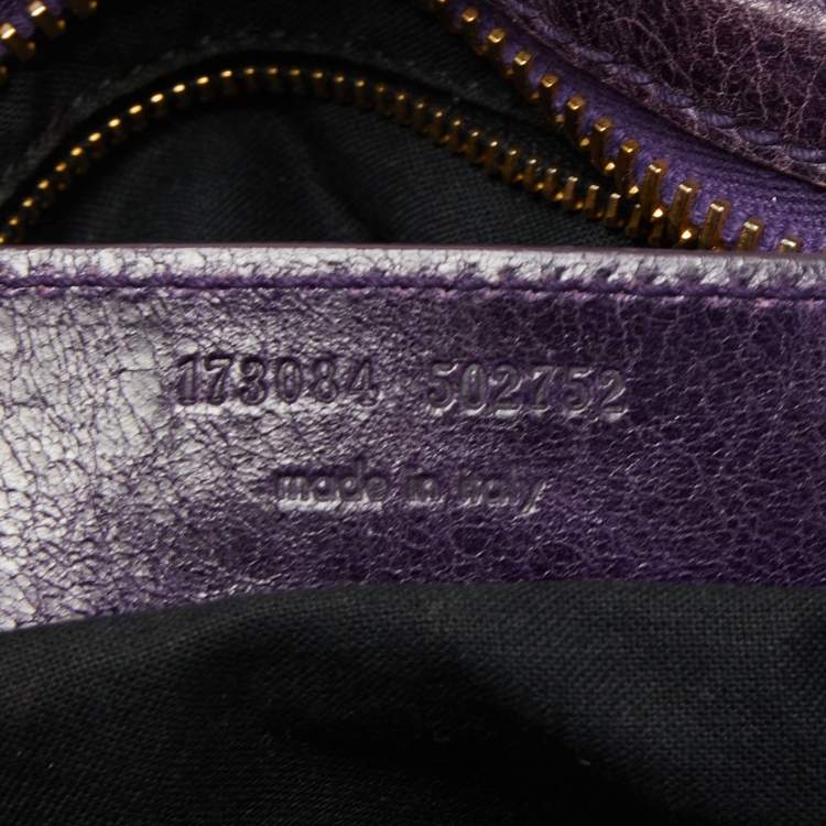 Pre Owned Balenciaga Purple Leather GGH City Bag