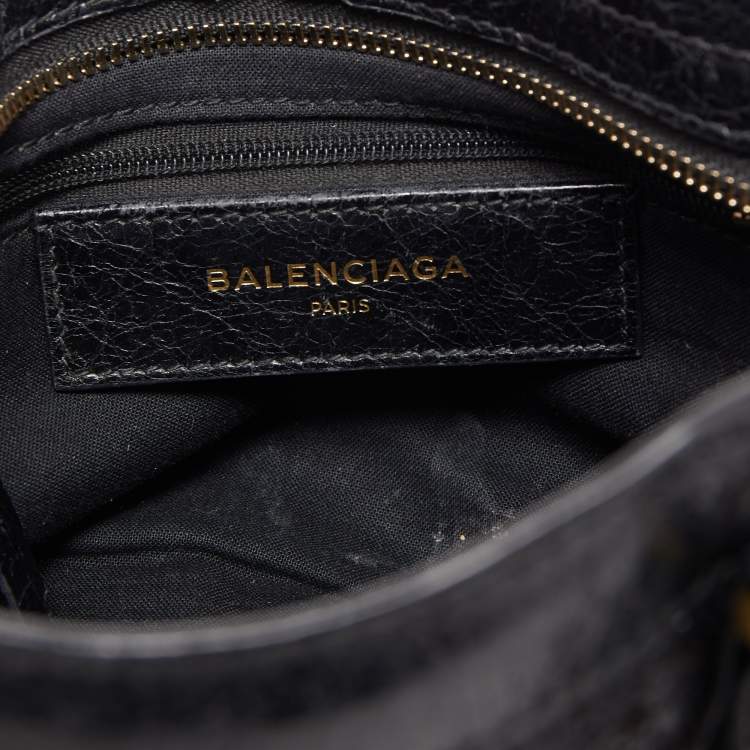 Pre Owned Balenciaga Black Perforated Leather Mini City Bag