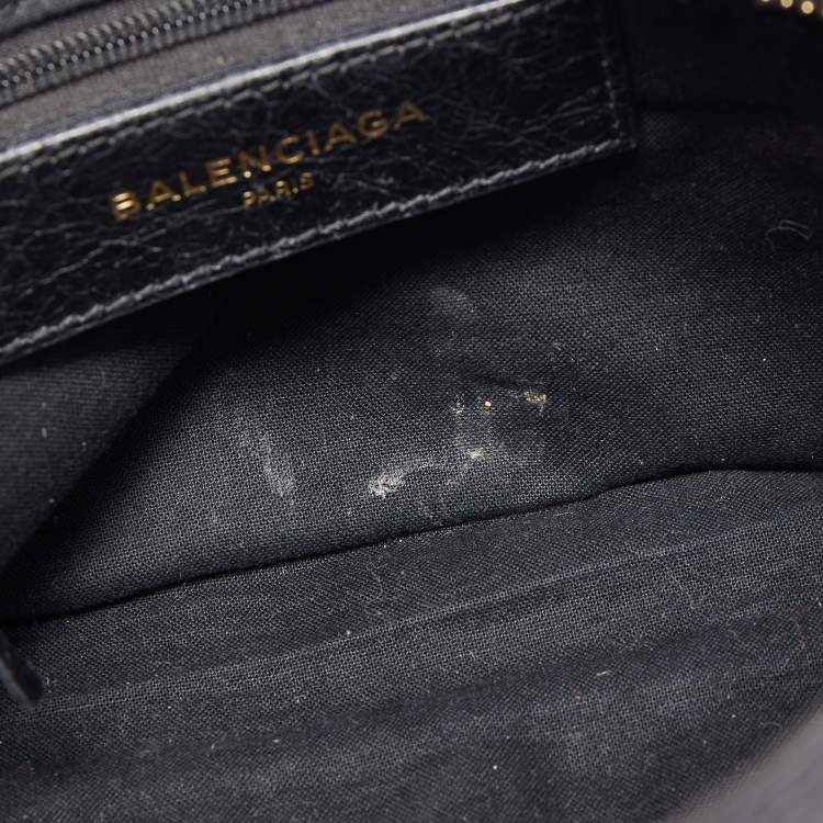 Pre Owned Balenciaga Black Perforated Leather Mini City Bag