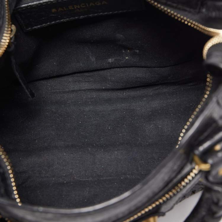 Pre Owned Balenciaga Black Perforated Leather Mini City Bag