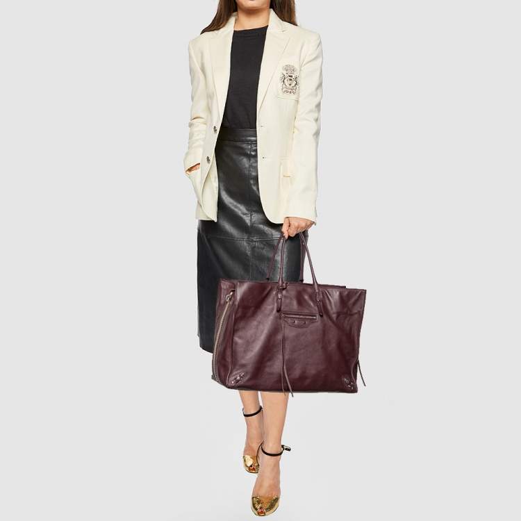 Pre Owned Balenciaga Murier Leather Papier A4 Tote
