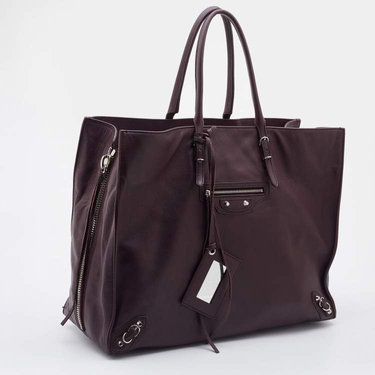 Pre Owned Balenciaga Murier Leather Papier A4 Tote