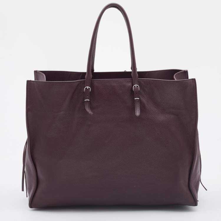 Pre Owned Balenciaga Murier Leather Papier A4 Tote