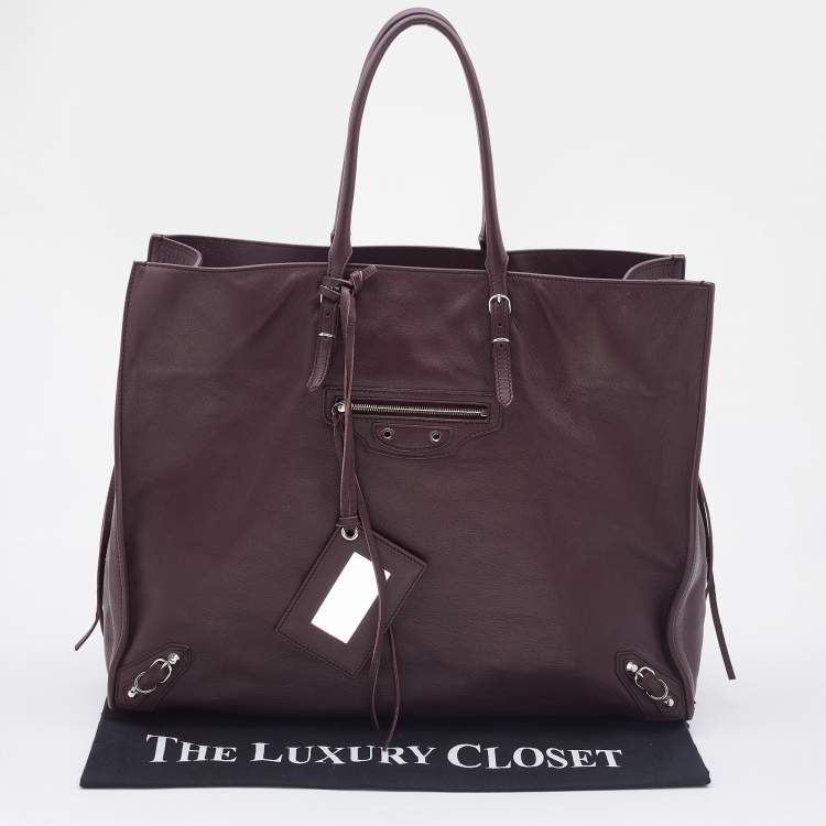 Pre Owned Balenciaga Murier Leather Papier A4 Tote