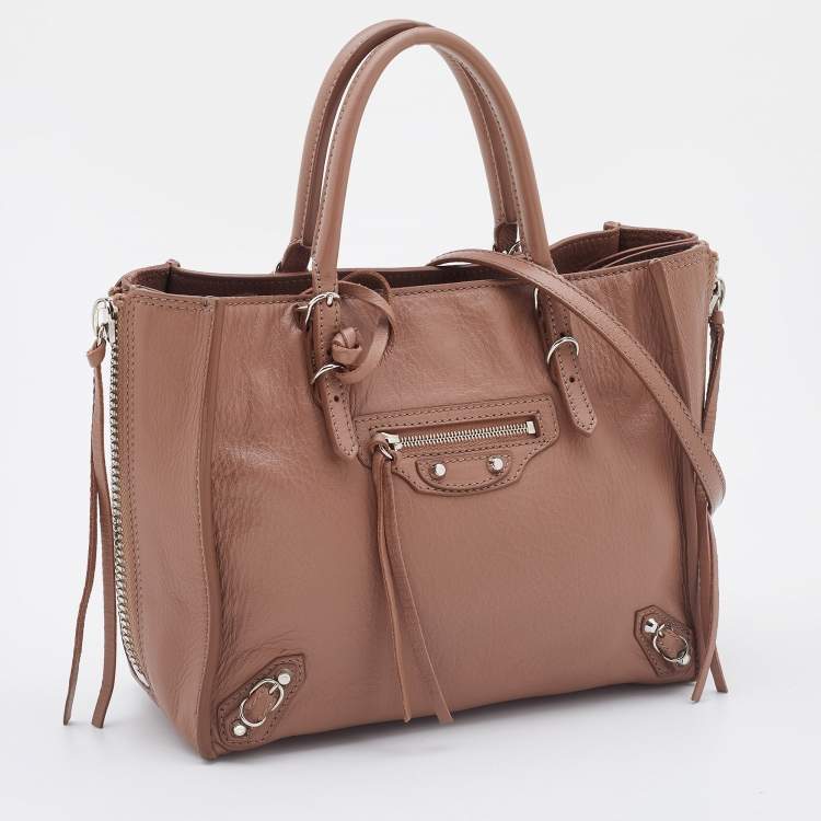 Pre Owned Balenciaga Tomette Leather Mini Papier A4 Tote