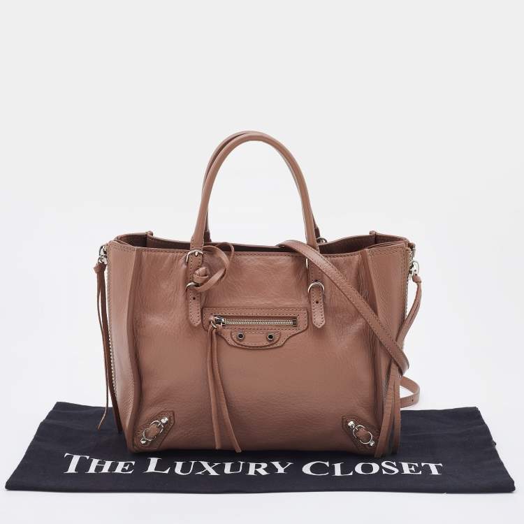 Pre Owned Balenciaga Tomette Leather Mini Papier A4 Tote
