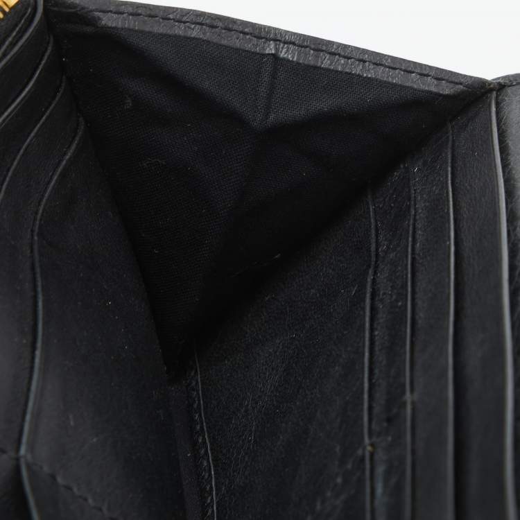 Pre Owned  Balenciaga Black Leather City Flap Continental Wallet