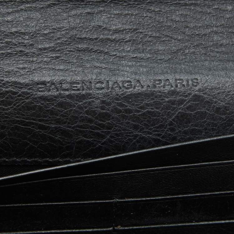 Pre Owned  Balenciaga Black Leather City Flap Continental Wallet