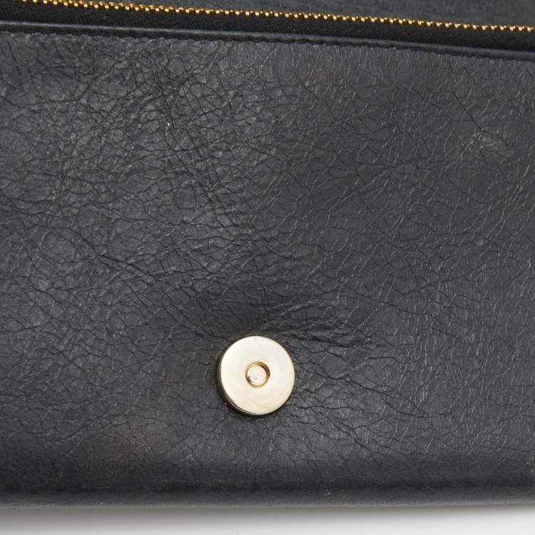 Pre Owned  Balenciaga Black Leather City Flap Continental Wallet