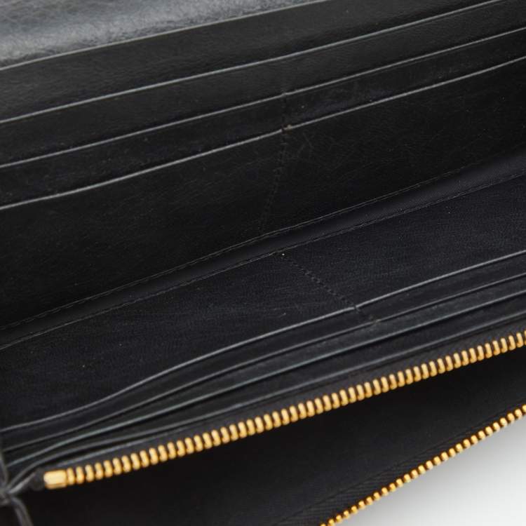 Pre Owned  Balenciaga Black Leather City Flap Continental Wallet