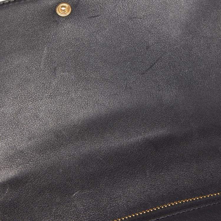 Pre Owned Balenciaga Black Python Amp Plate Chain Clutch 