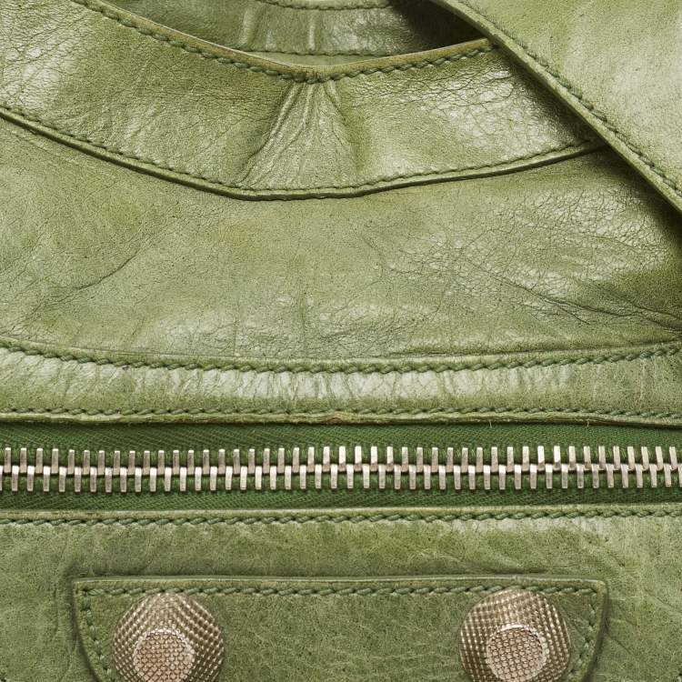 Pre Owned Balenciaga Olive Green Leather GSH Classic City Bag