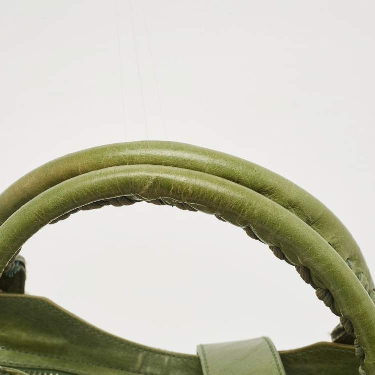 Pre Owned Balenciaga Olive Green Leather GSH Classic City Bag