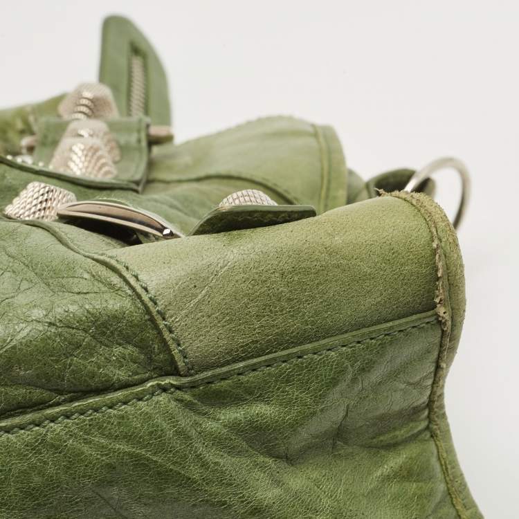 Pre Owned Balenciaga Olive Green Leather GSH Classic City Bag