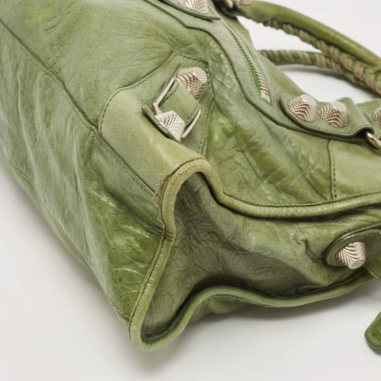 Pre Owned Balenciaga Olive Green Leather GSH Classic City Bag