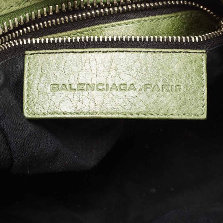 Pre Owned Balenciaga Olive Green Leather GSH Classic City Bag