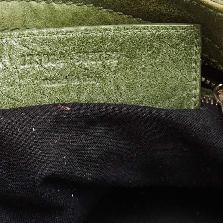 Pre Owned Balenciaga Olive Green Leather GSH Classic City Bag