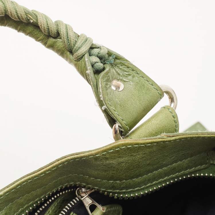 Pre Owned Balenciaga Olive Green Leather GSH Classic City Bag
