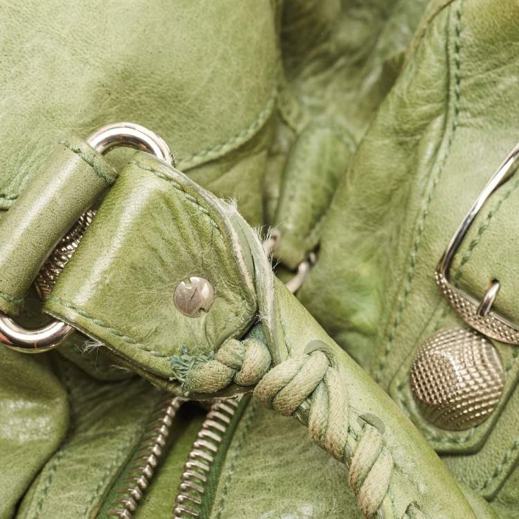 Pre Owned Balenciaga Olive Green Leather GSH Classic City Bag