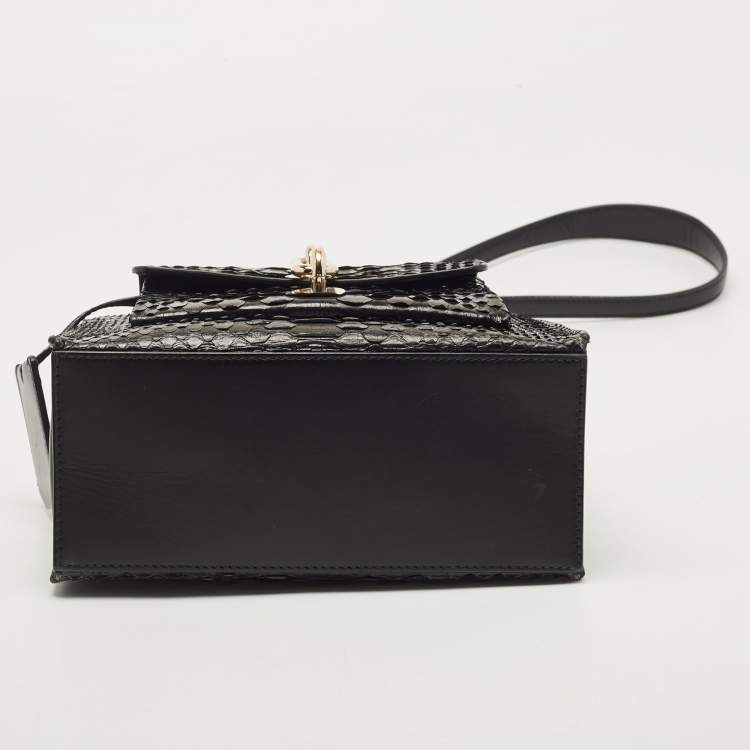 Pre Owned Balenciaga Black Python and Leather Mini Maillon All Afternoon Tote
