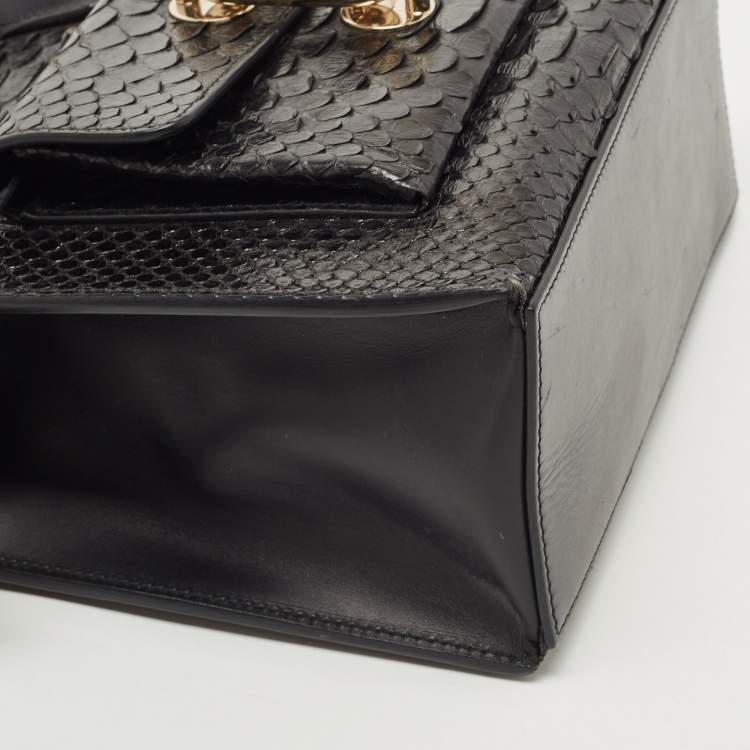 Pre Owned Balenciaga Black Python and Leather Mini Maillon All Afternoon Tote