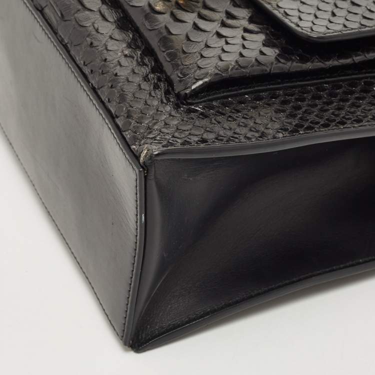 Pre Owned Balenciaga Black Python and Leather Mini Maillon All Afternoon Tote