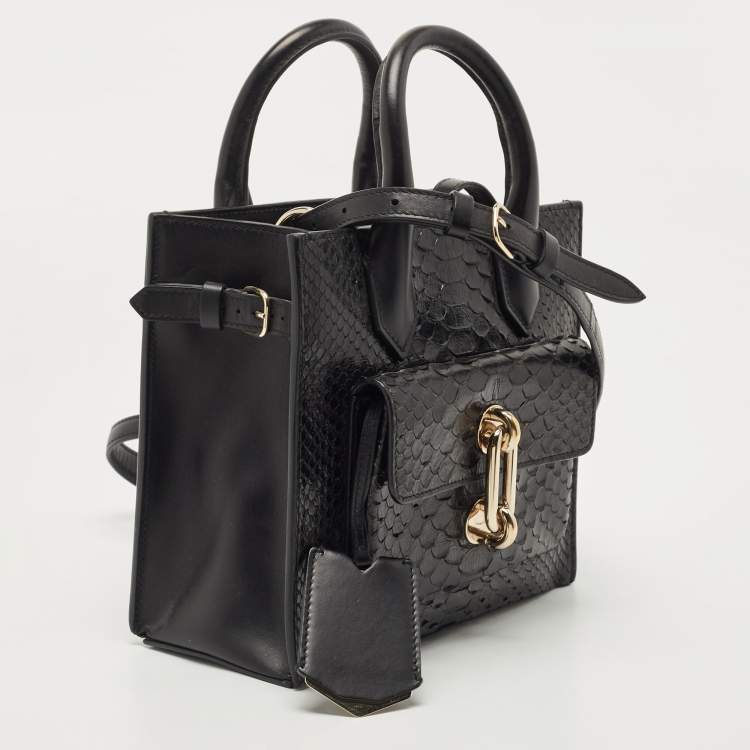Pre Owned Balenciaga Black Python and Leather Mini Maillon All Afternoon Tote