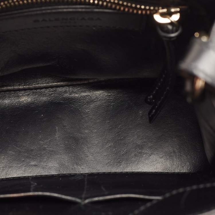 Pre Owned Balenciaga Black Python and Leather Mini Maillon All Afternoon Tote