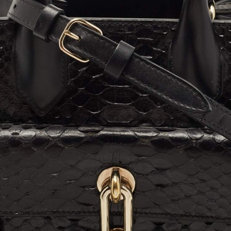 Pre Owned Balenciaga Black Python and Leather Mini Maillon All Afternoon Tote