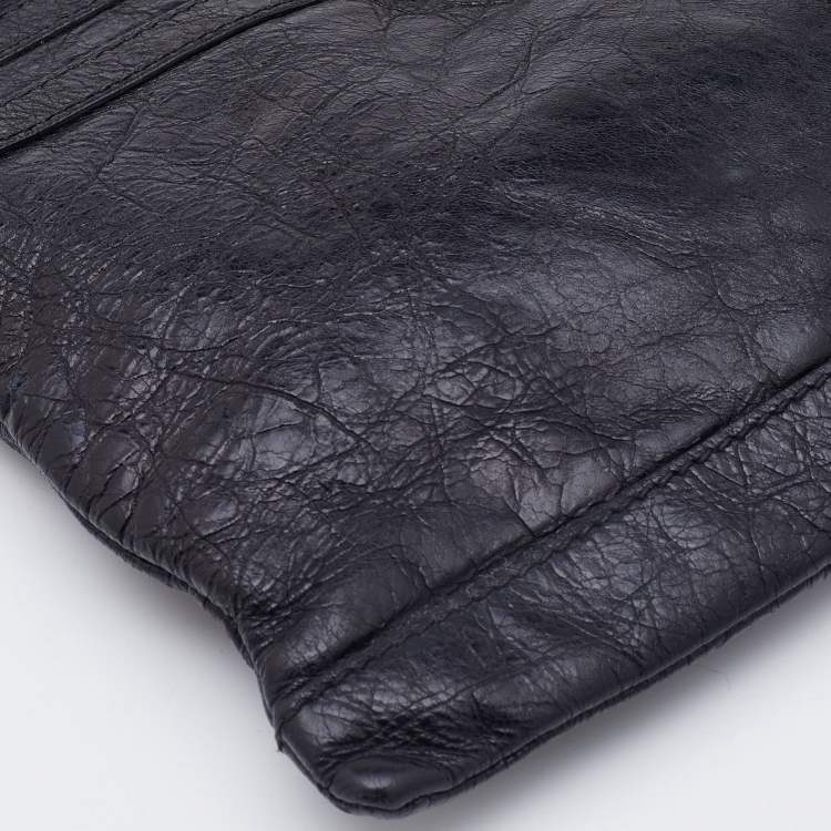 Pre Owned Balenciaga Black Leather Classic Hardware Slim Clutch