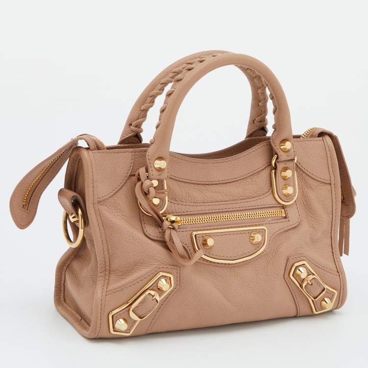 مملوكة مسبقًا Balenciaga Rose Aubepine Leather Mini Metallic Edge City Bag