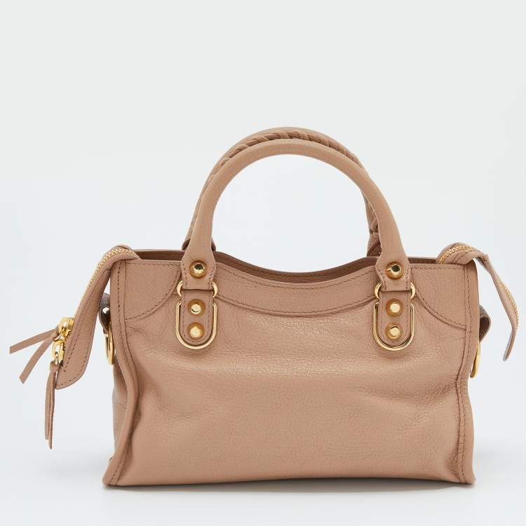 مملوكة مسبقًا Balenciaga Rose Aubepine Leather Mini Metallic Edge City Bag