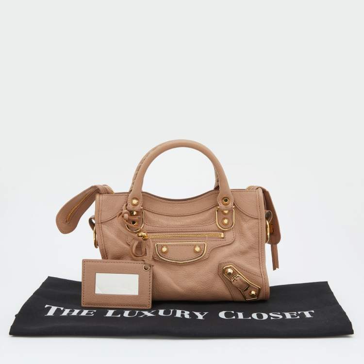 مملوكة مسبقًا Balenciaga Rose Aubepine Leather Mini Metallic Edge City Bag