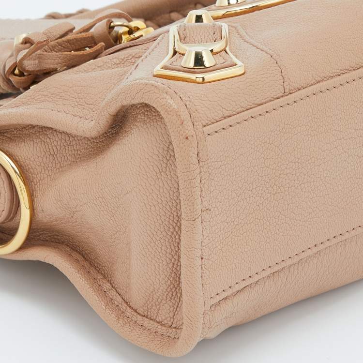 مملوكة مسبقًا Balenciaga Rose Aubepine Leather Mini Metallic Edge City Bag
