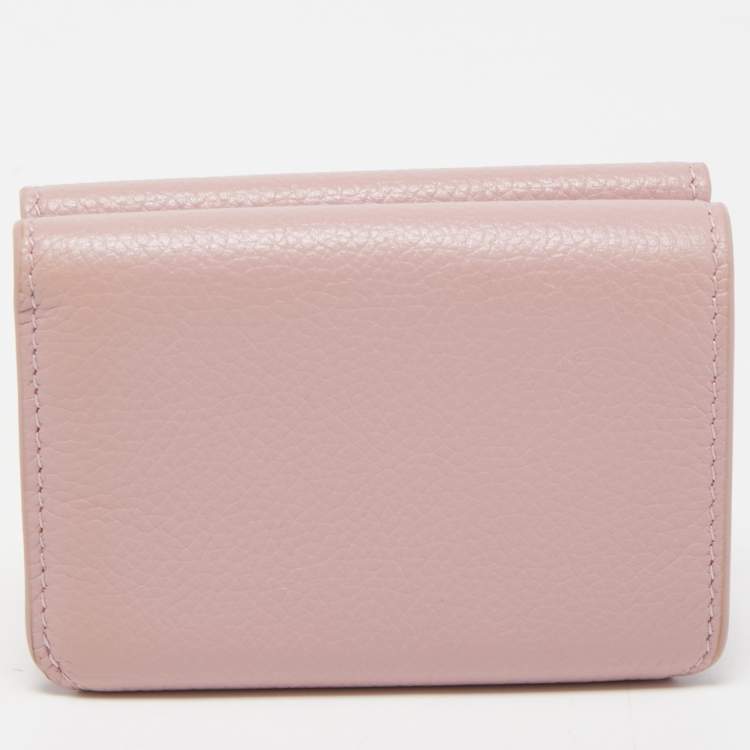 Pre Owned Balenciaga Light Pink Leather Cash Mini Wallet
