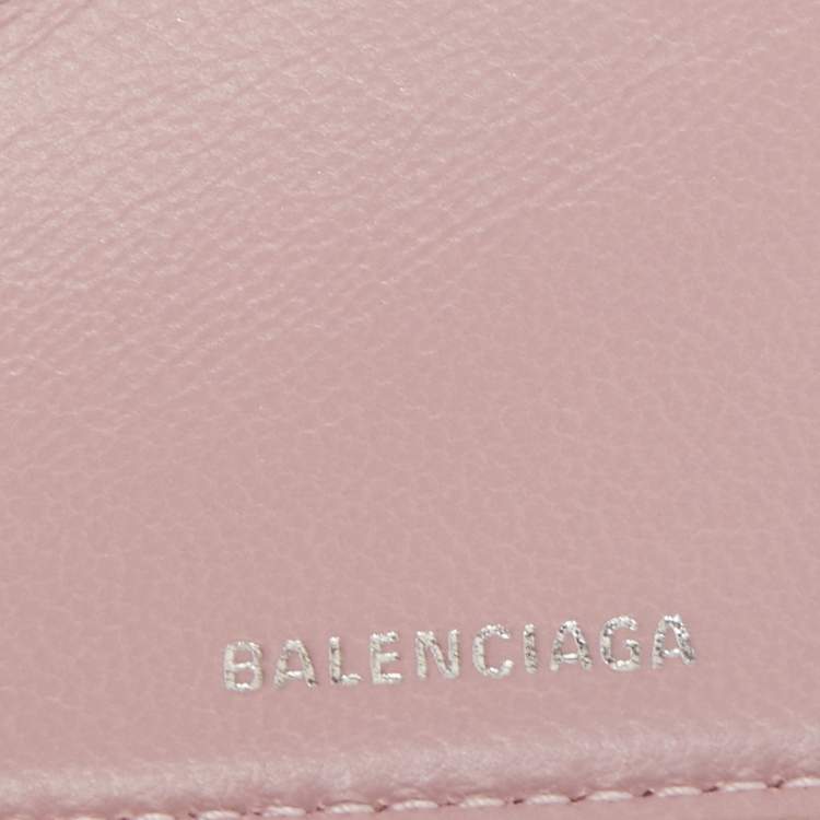 Pre Owned Balenciaga Light Pink Leather Cash Mini Wallet
