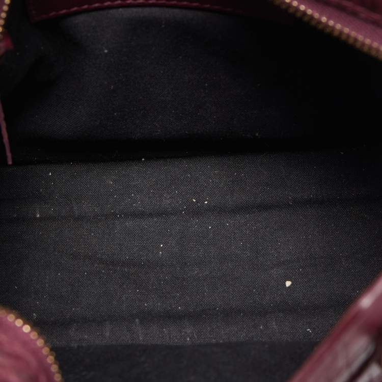 Pre Owned Balenciaga Burgundy Croc Embossed Leather Mini Classic City Bag