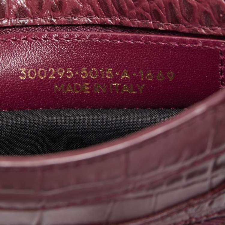 Pre Owned Balenciaga Burgundy Croc Embossed Leather Mini Classic City Bag