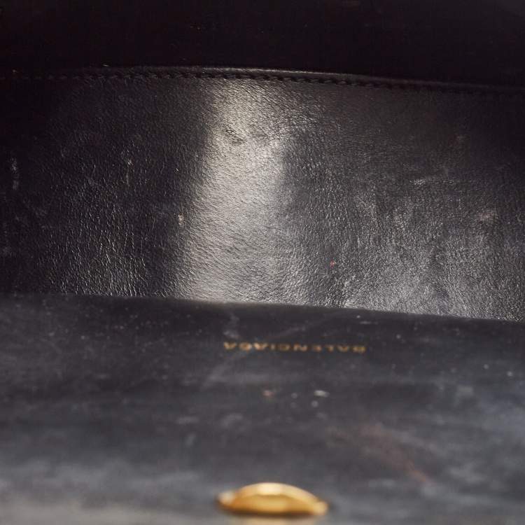 Pre Owned Balenciaga Black Leather XS Hourglass Top Handle Bag