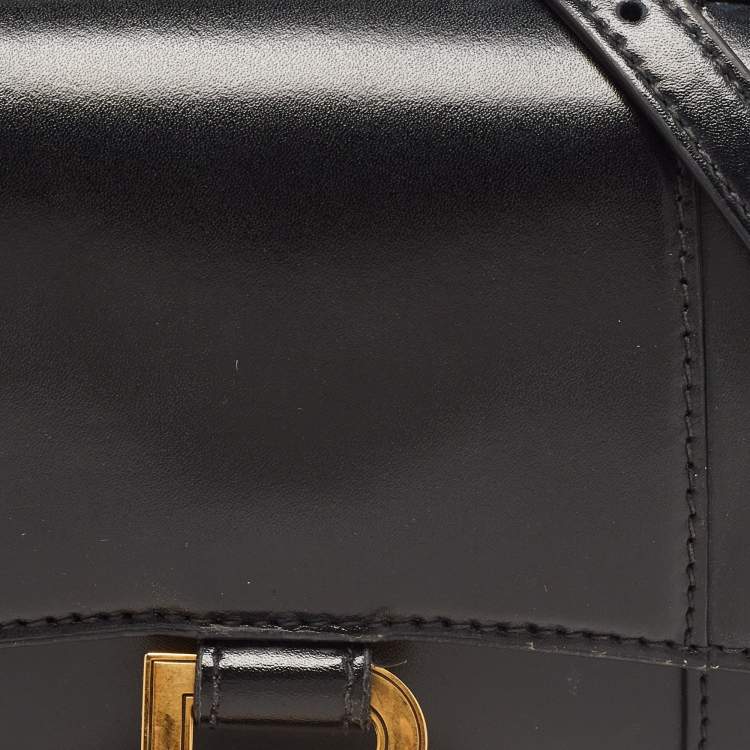 Pre Owned Balenciaga Black Leather XS Hourglass Top Handle Bag