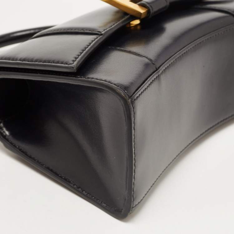 Pre Owned Balenciaga Black Leather XS Hourglass Top Handle Bag