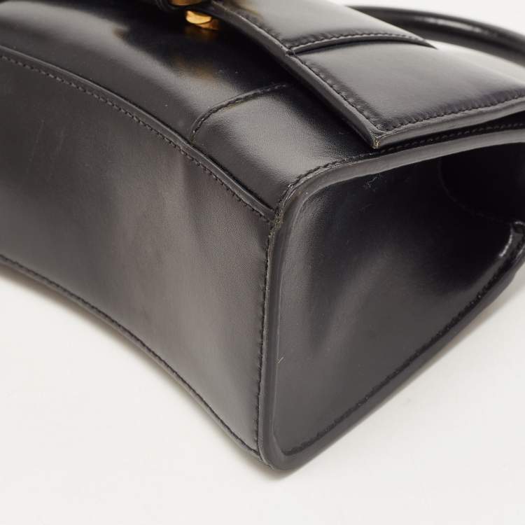 Pre Owned Balenciaga Black Leather XS Hourglass Top Handle Bag