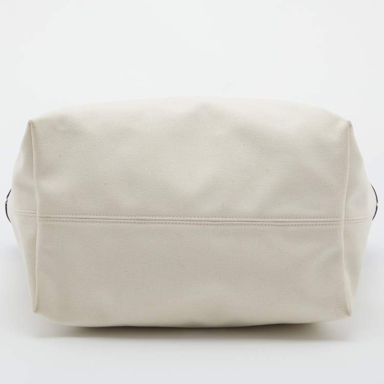 Pre Owned Balenciaga Off White Canvas and Leather Small Cities Paris Jumbo Tote